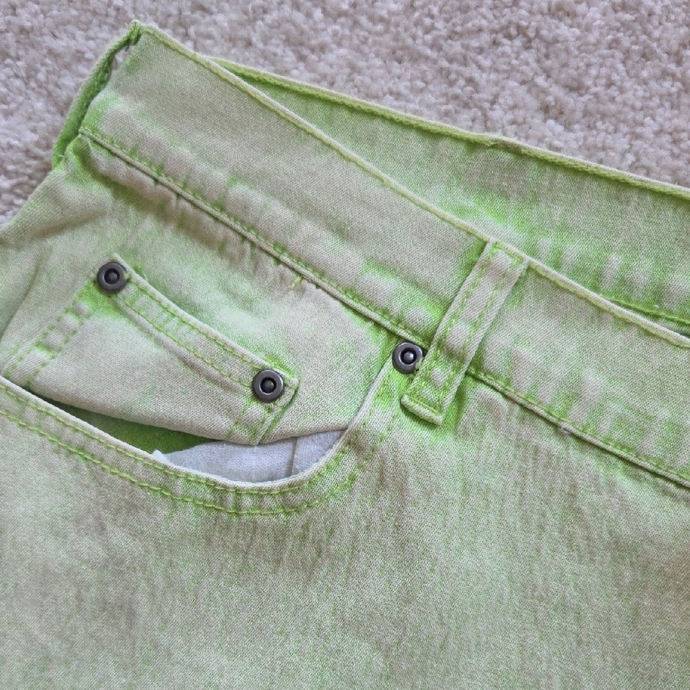 Diane Gilman Light Green Fabric Jeans With Decoration. - Picture 3 of 8